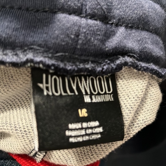 3/$15 SALE Hollywood Mens Blue/White Drawstring Sweat Shorts - Picture 4 of 5